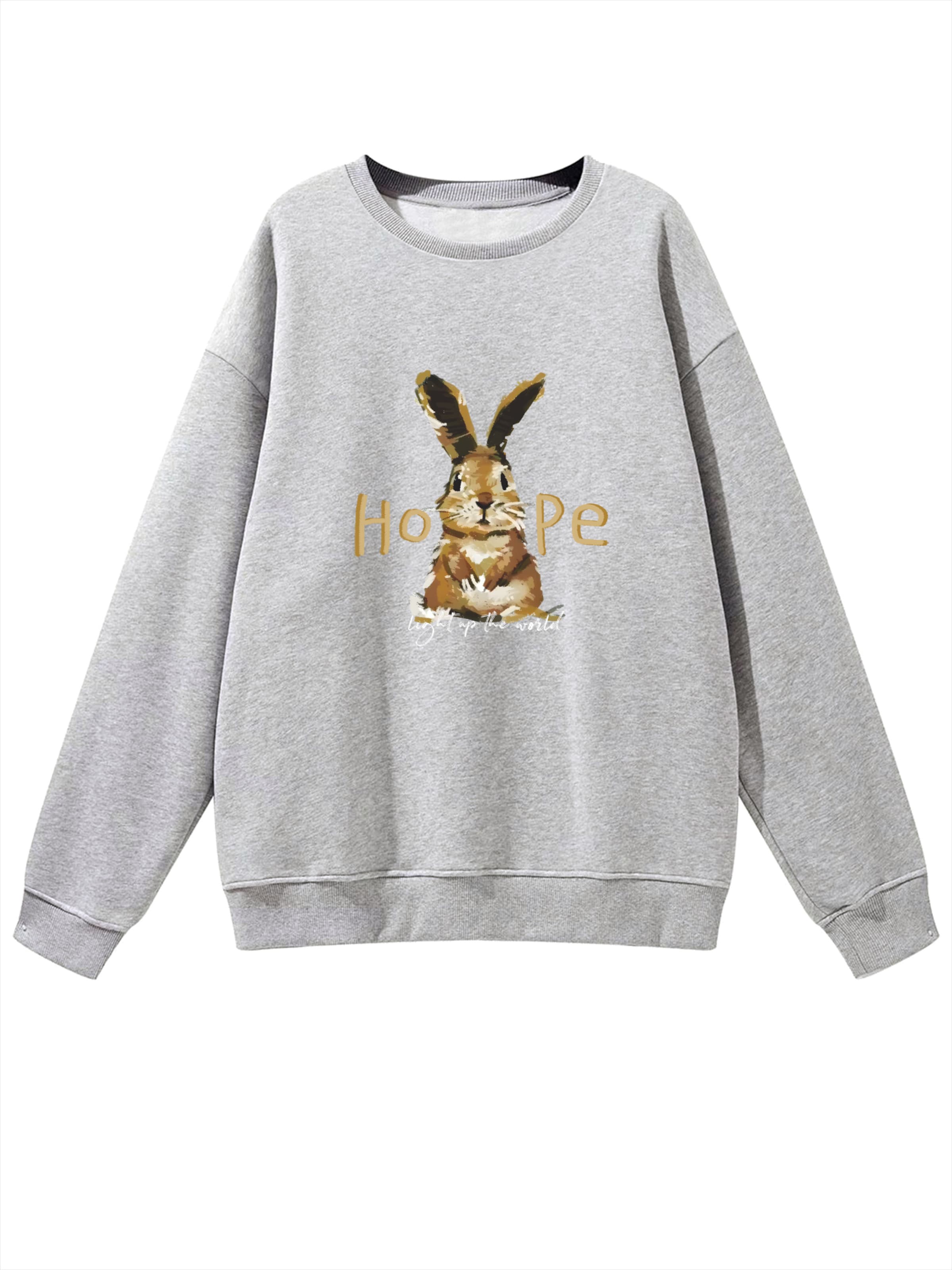 GORHEY Sweatshirt 'Women's Crew Neck Sweatshirt with Rabbit Print, Loose Long Sleeve Fleece Pullover' in Grey: front