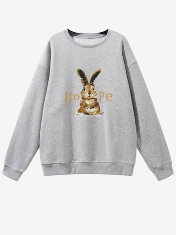 GORHEY Sweatshirt 'Women's Crew Neck Sweatshirt with Rabbit Print, Loose Long Sleeve Fleece Pullover' in Grey: front