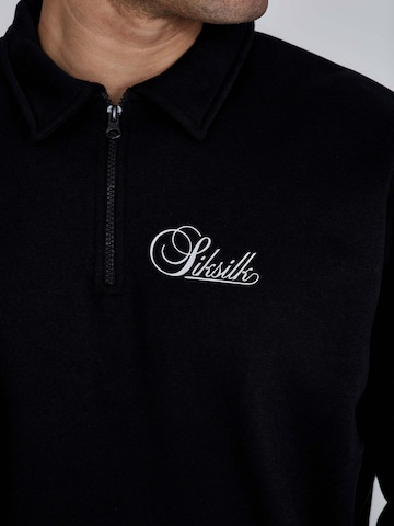 SikSilk Sweatshirt 'Essentials Polo Sweater'‌‌‌‌ in Schwarz: Vorderseite