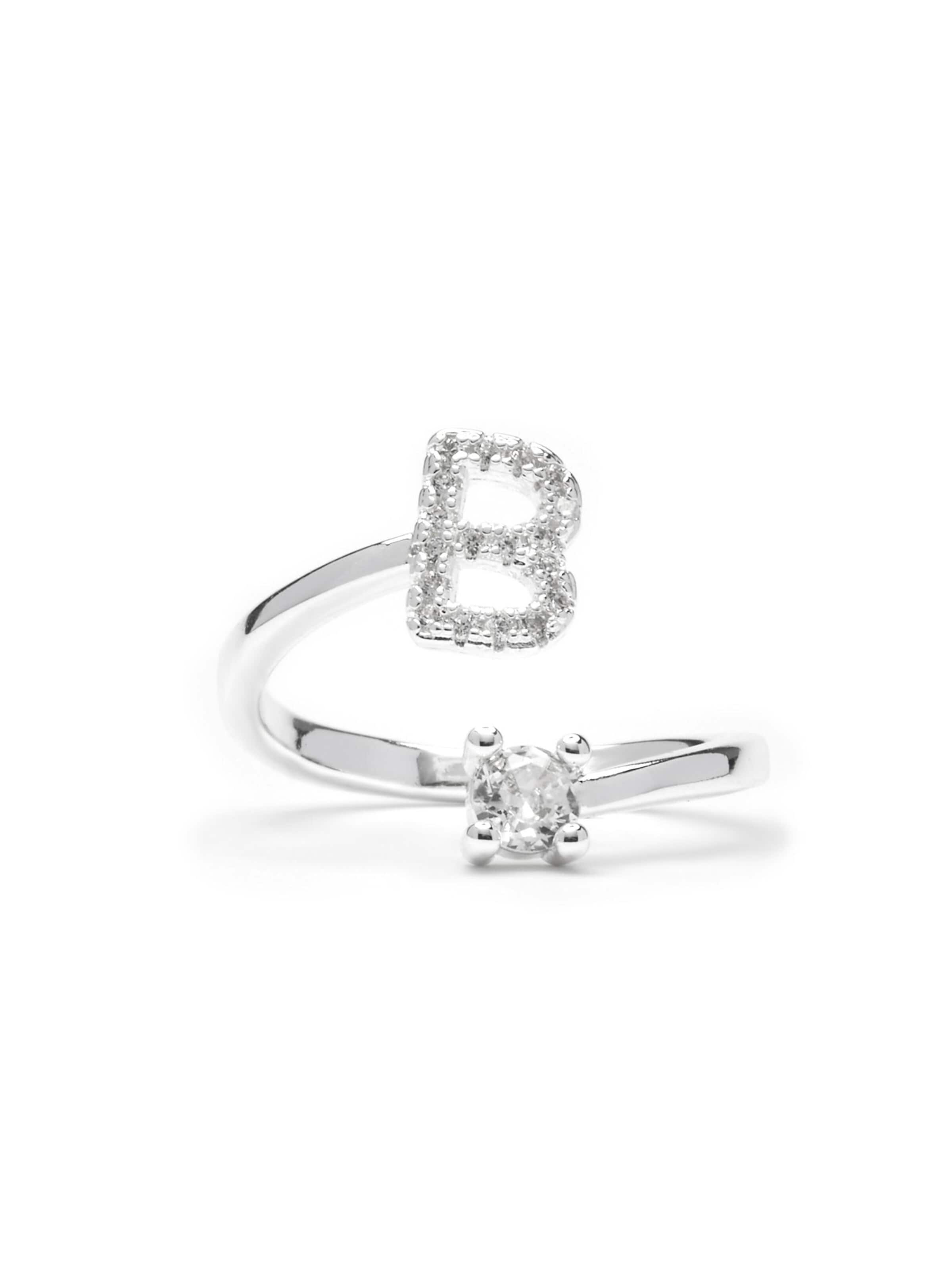 Luxenter Ring 'Alphabet B' in Silver: front