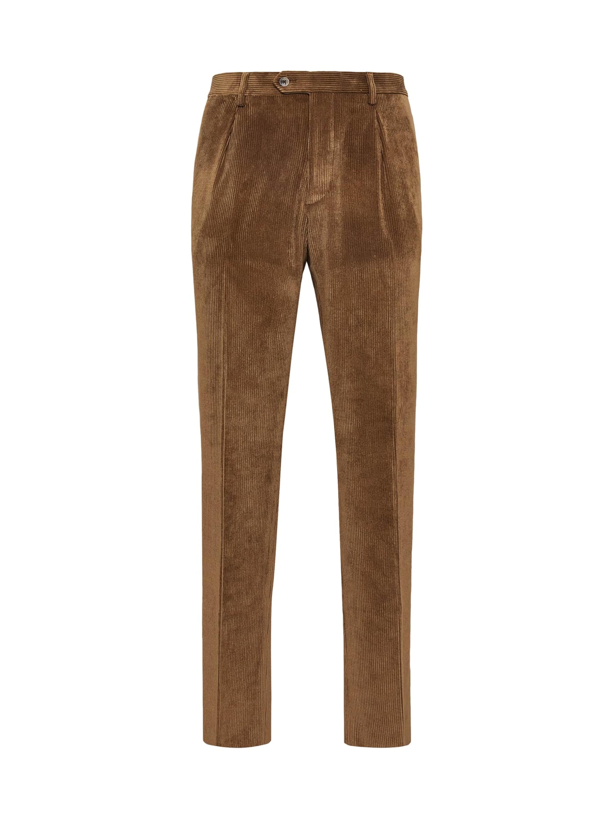 Boggi Milano Regular Pleat-front trousers in Brown: front