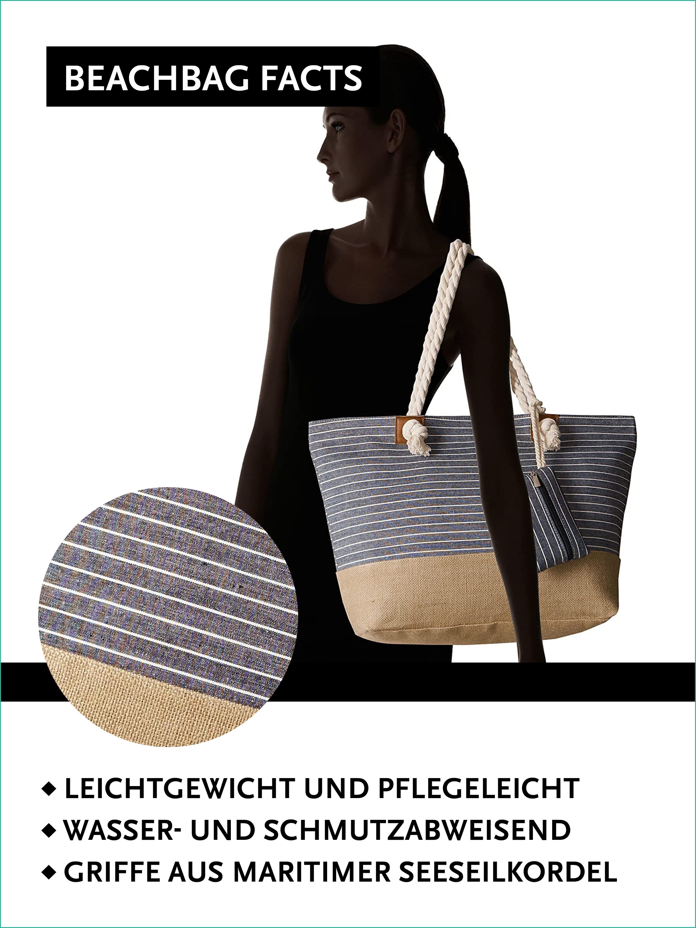 DonDon Beach Bag 'DonDon Strandtasche mit Reißverschluss Shopper Beach bag Badetasche Bunte Welt' in Grey: front
