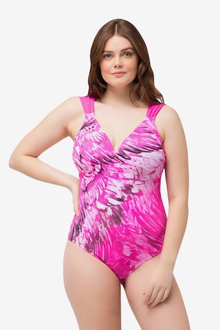 Ulla Popken Bralette Swimsuit in Pink: front