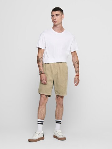 Only & Sons - Loosefit Calças 'Linus' em bege