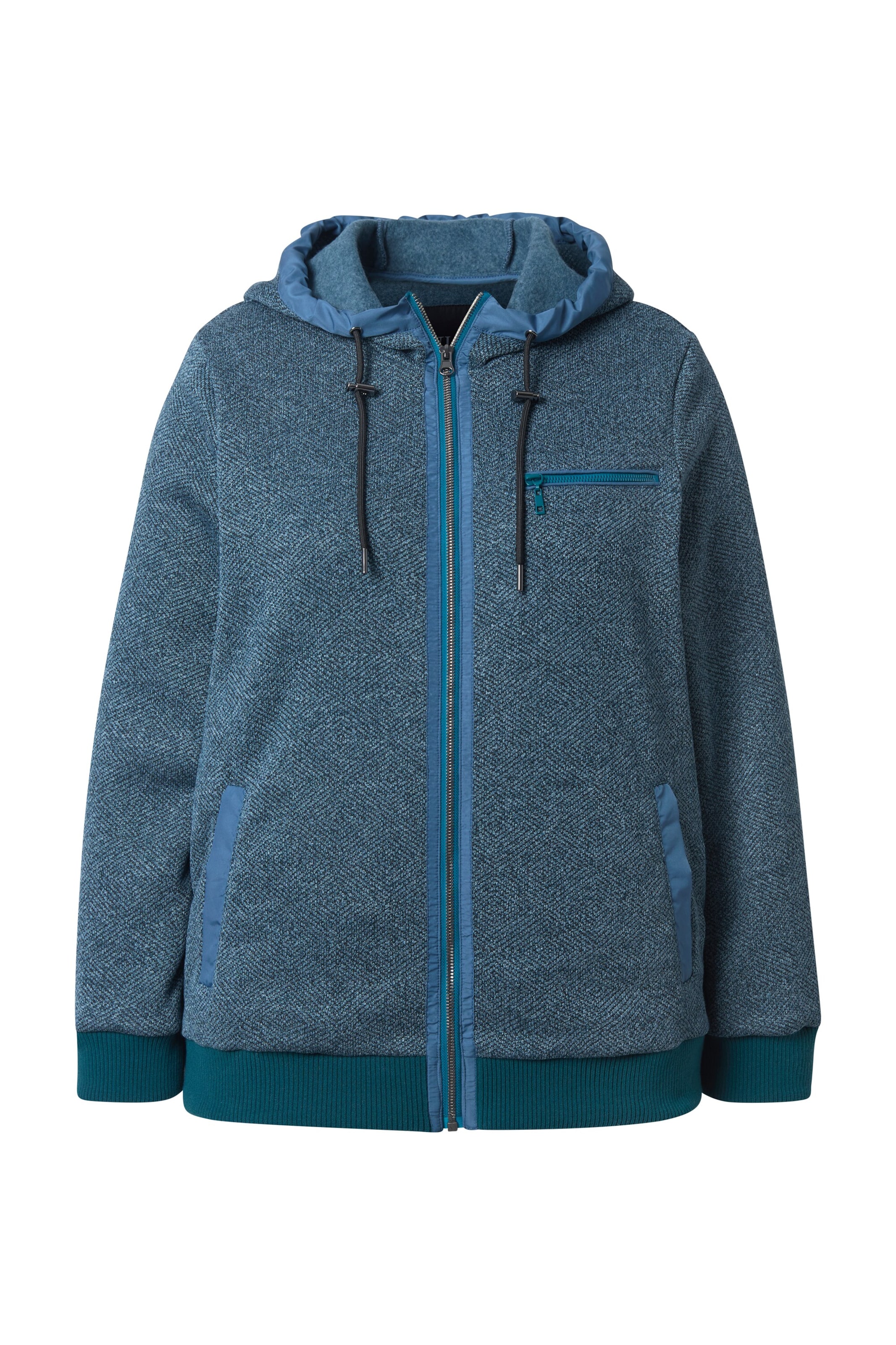 Ulla Popken Zip-Up Hoodie in Blue: front
