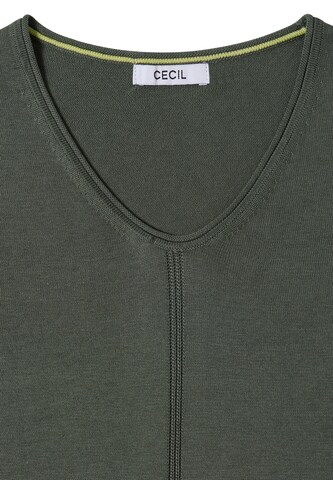CECIL Basic Pullover mit V-Neck in Unifarbe in Grün