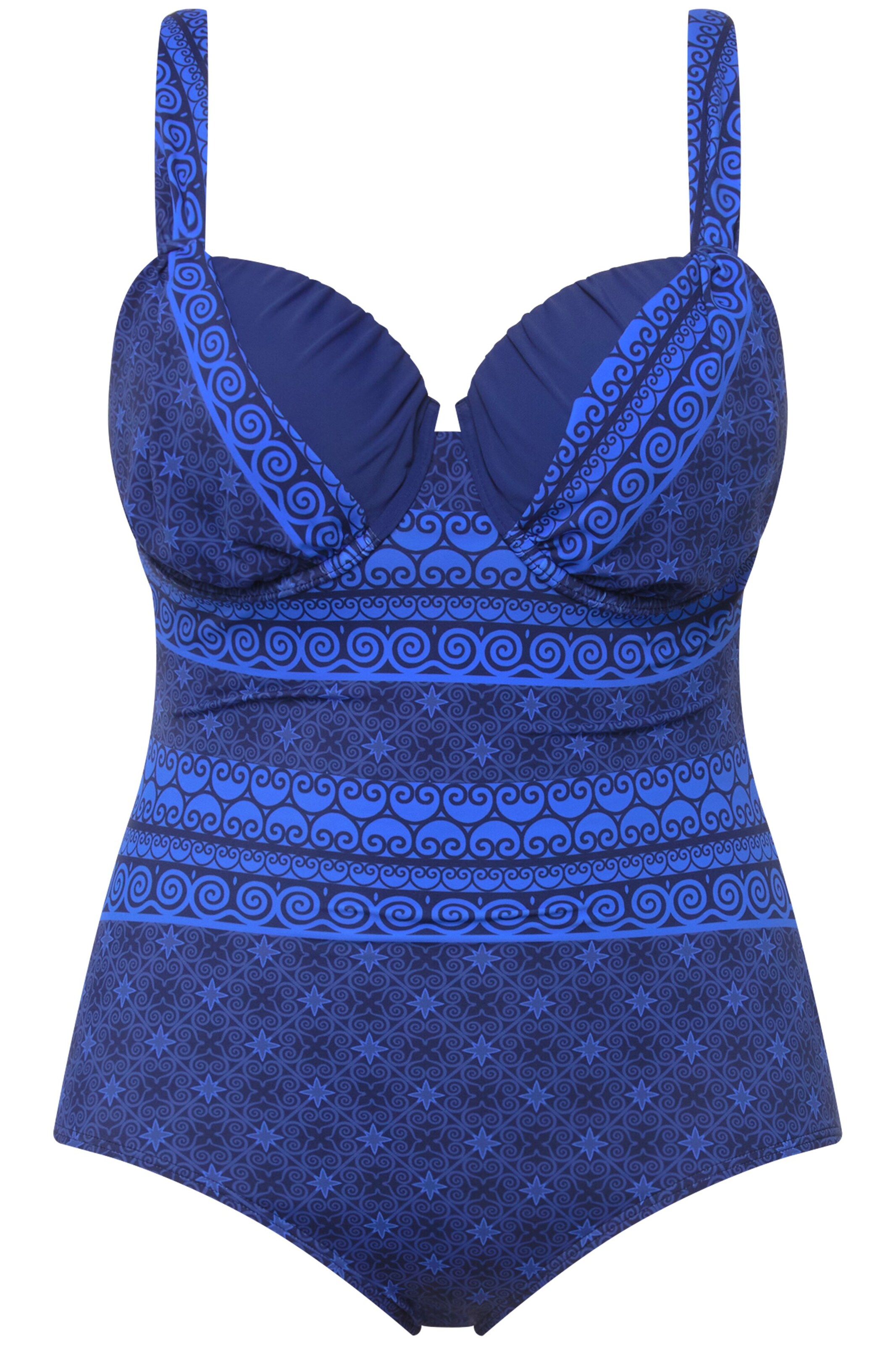 Ulla Popken Minimizer Shaping-badpak in Blauw: voorkant