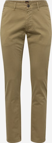 BOSS Orange Slim fit Chino trousers in Green: front
