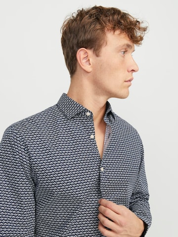 JACK & JONES Slim fit Button Up Shirt 'Blackpool' in Blue