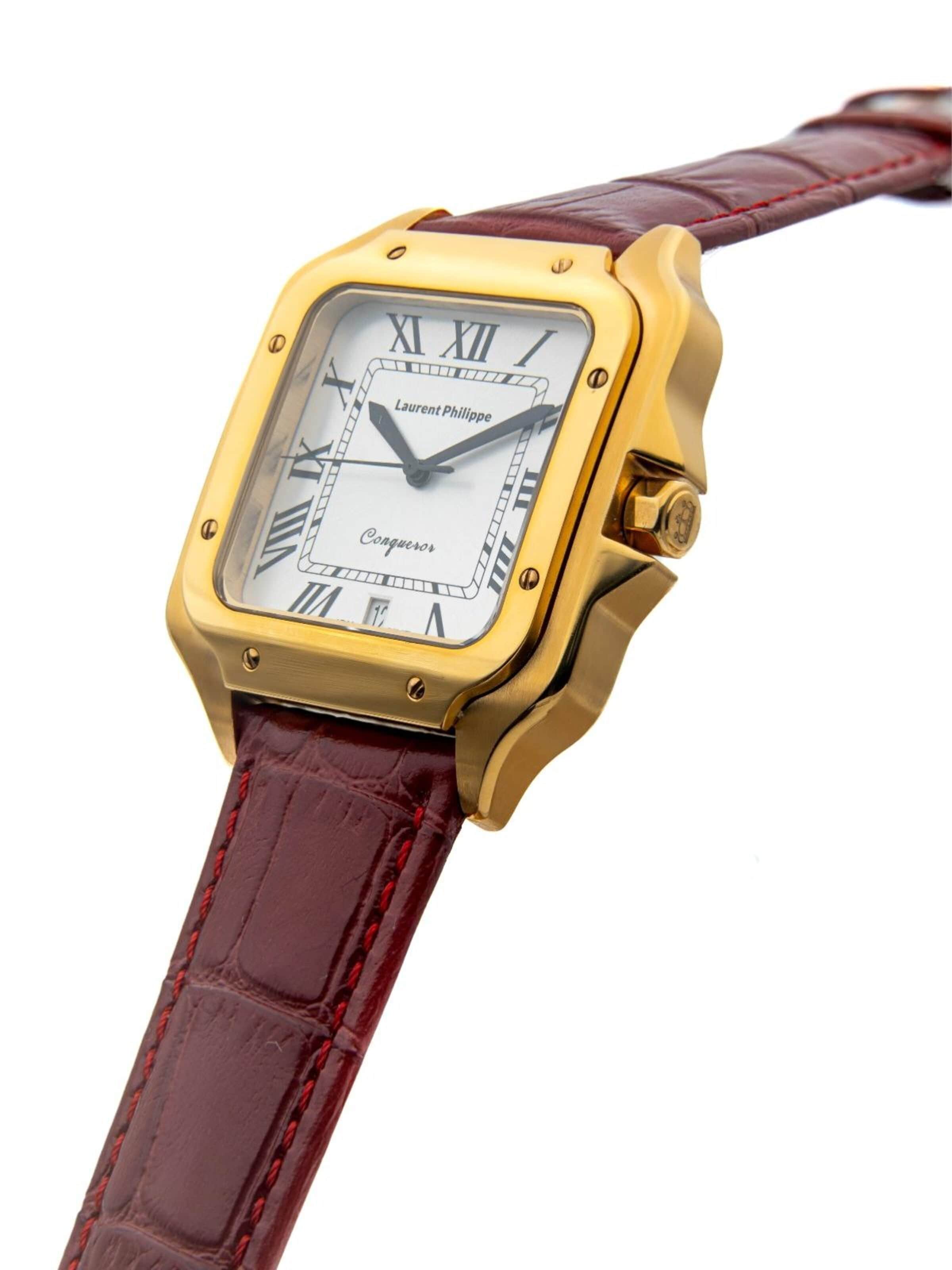 Laurent Philippe - Reloj analógico 'Conqueror The Golden Empress – Rouge Sauvage' en rojo