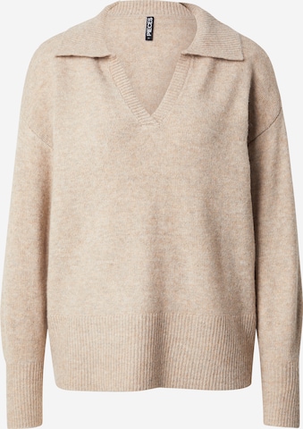 Pullover 'PCMALOU' di PIECES in beige: frontale