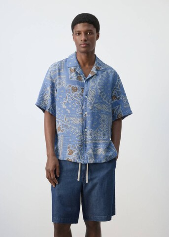 MANGO MAN Regular Fit Hemd 'Madras' in Blau