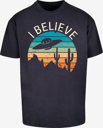 T-Shirt 'I Believe UFO Alien Sonnenuntergang' F4NT4STIC en bleu : devant
