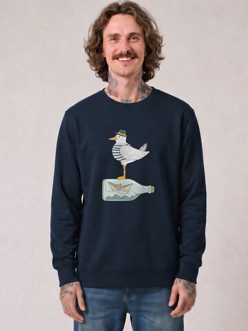 Watapparel Sweatshirt ' Möwe mit Hut ' in Blauw: voorkant