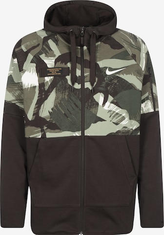 NIKE Athletic Zip-Up Hoodie in Green: front