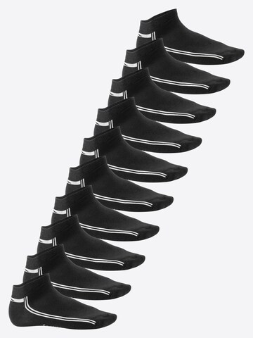 footstar Füßlinge 'Retrostreifen' in Schwarz: Vorderseite