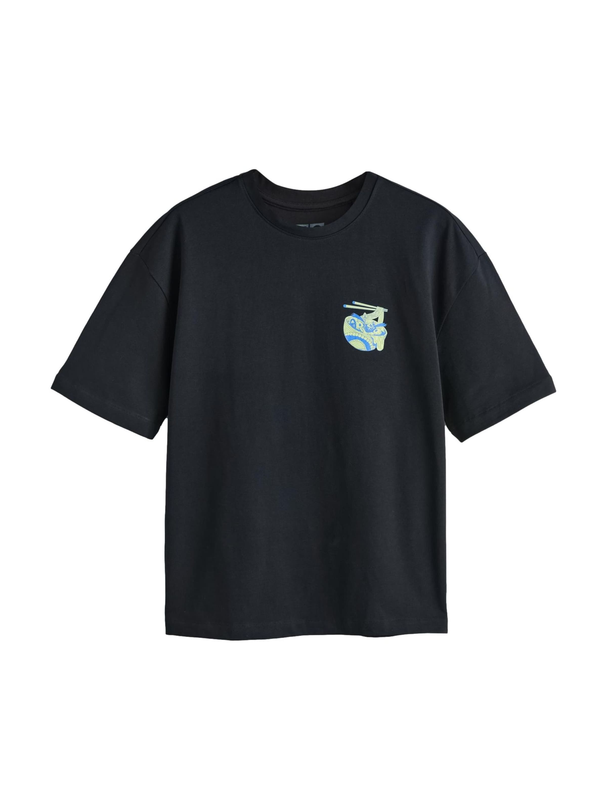 Tricou 'Ramen Company' de la Next pe negru: față