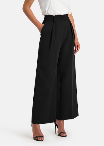 Nicowa Wide leg Pleat-Front Pants 'Ronica' in Black: front