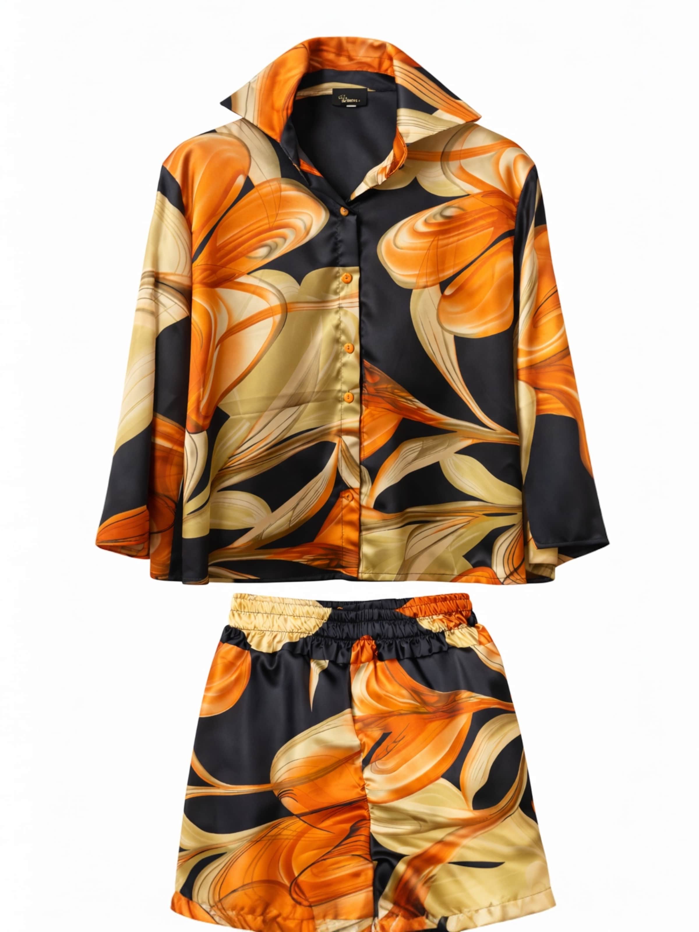 Elena Athanasiadou Housupuku 'Luxury Satin Summer Set' värissä oranssi: etupuoli