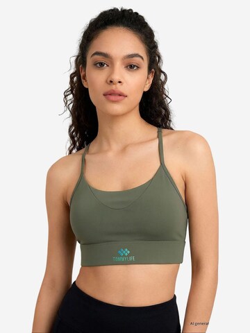 Tommy Life Classic Bra 'TOMMY Damen-Figurbetontes Crop-Active-Top' in Green