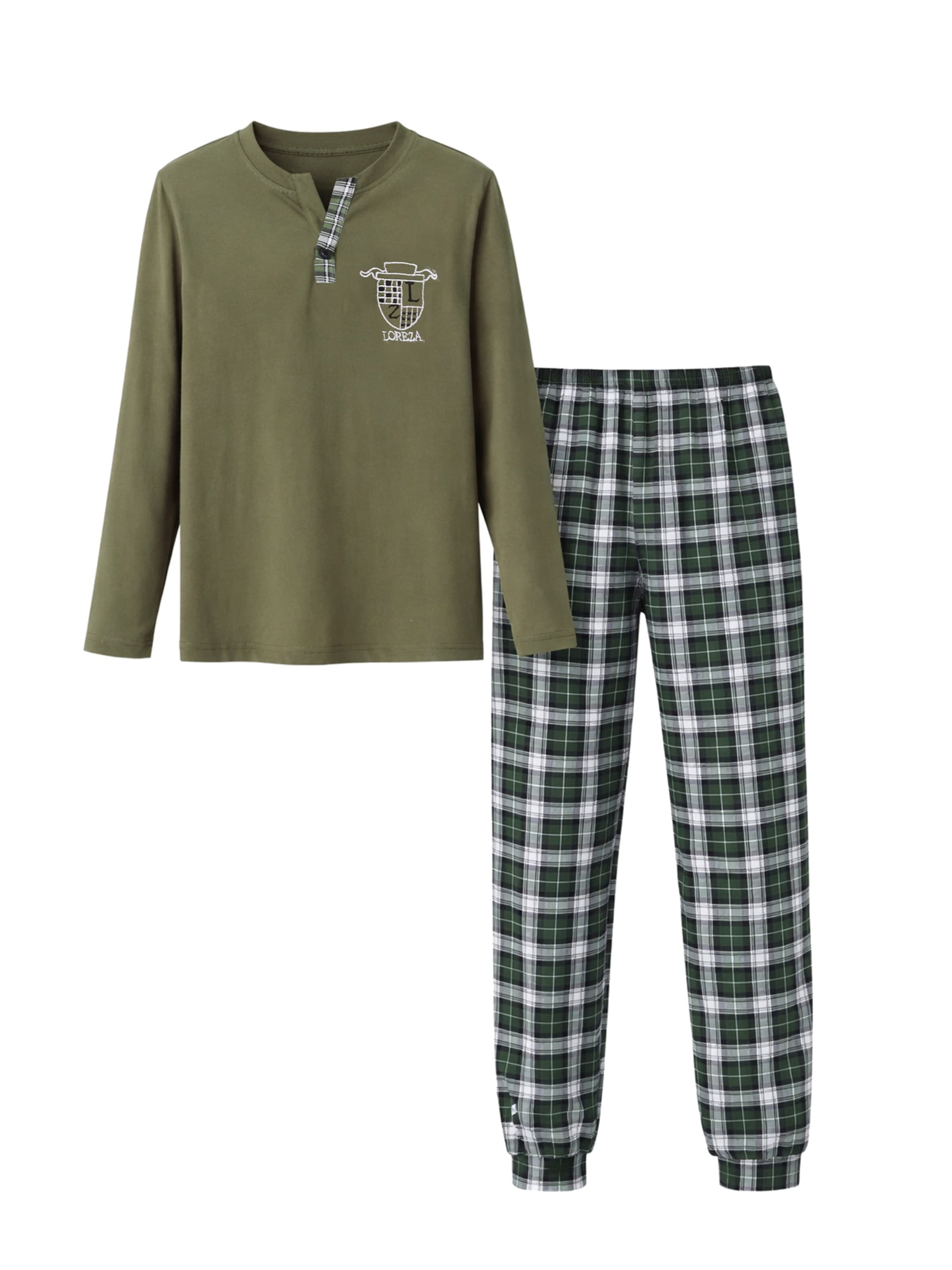 LOREZA Nachtkledij 'Jungen Pyjama Elijah' in Groen: voorkant