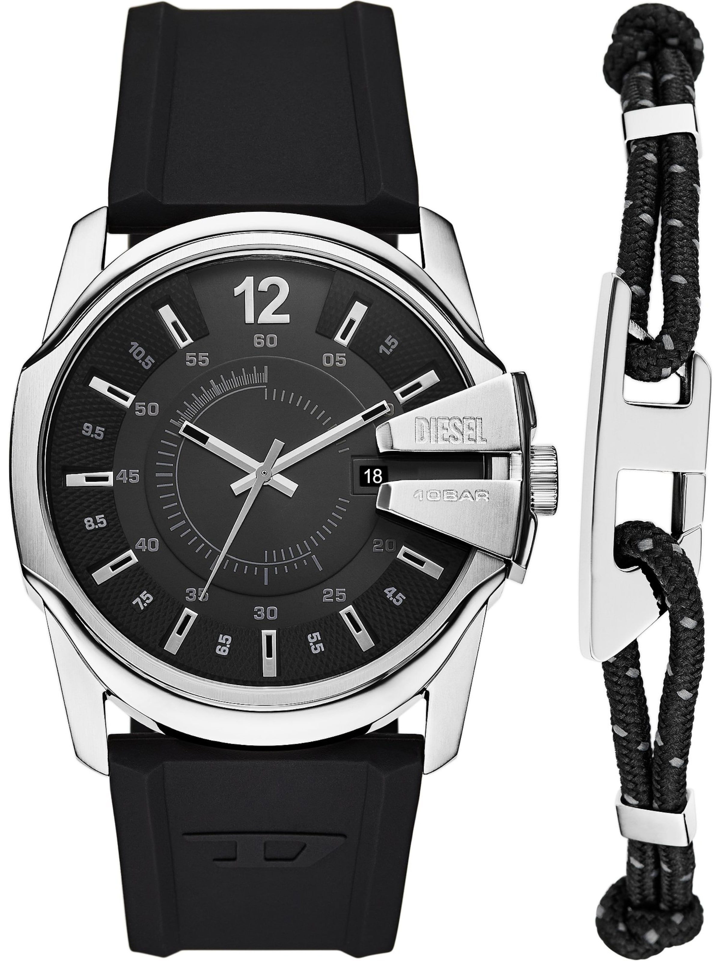 DIESEL Analogové hodinky 'MASTER CHIEF' – stříbrná: přední strana