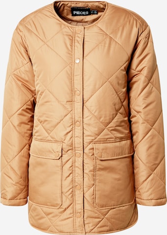 PIECES Between-Season Jacket 'KEY' in Brown: front