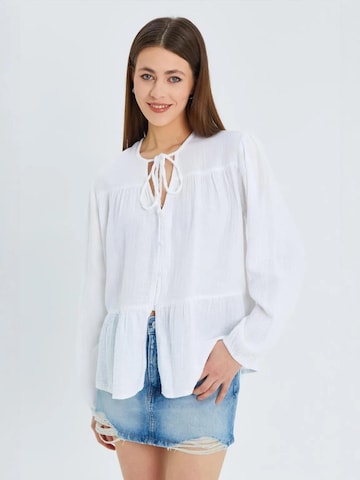 Camicia da donna di MixRay in bianco: frontale