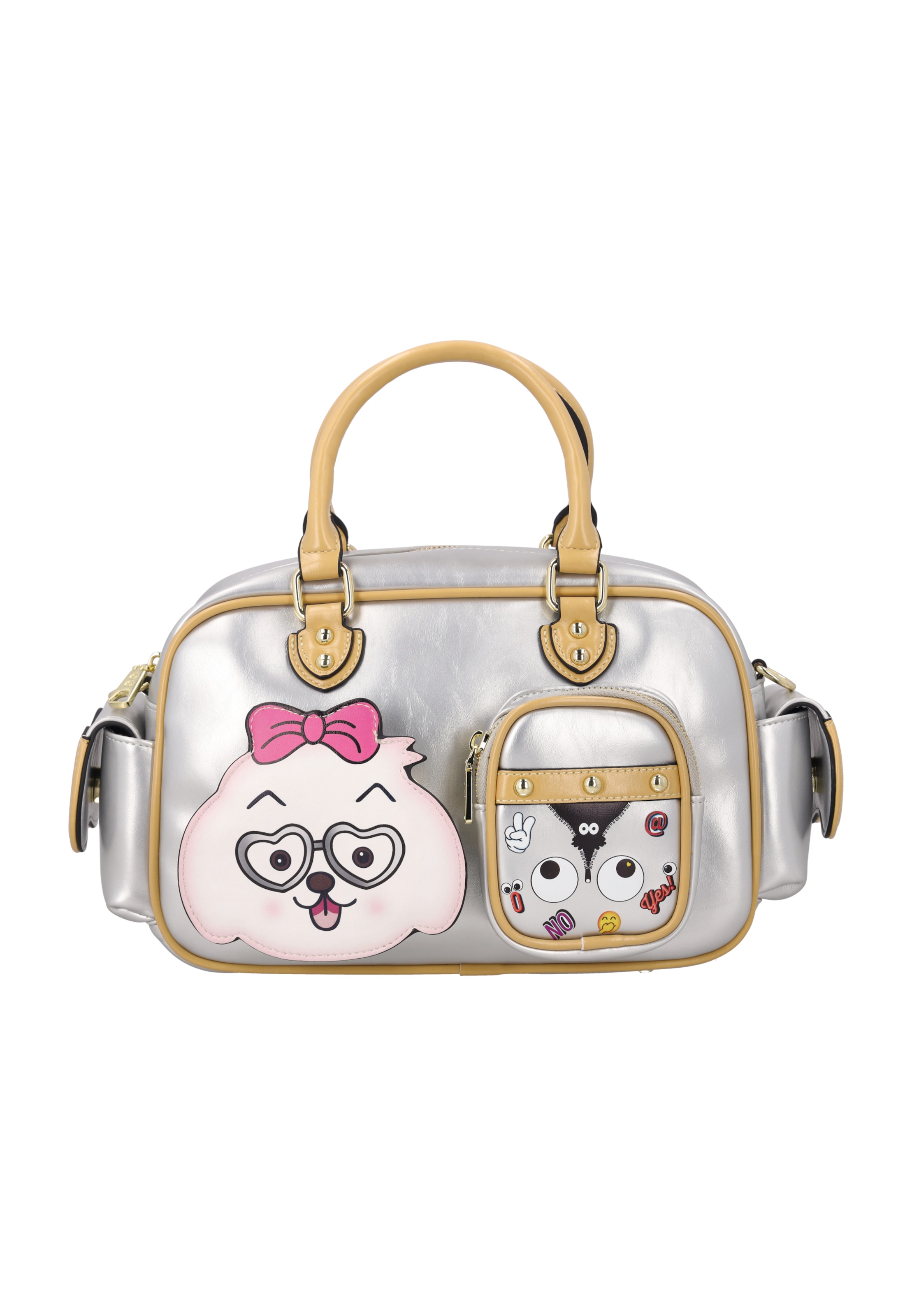 MYMO Handbag 'Pop Eyetheme' in Silver: front