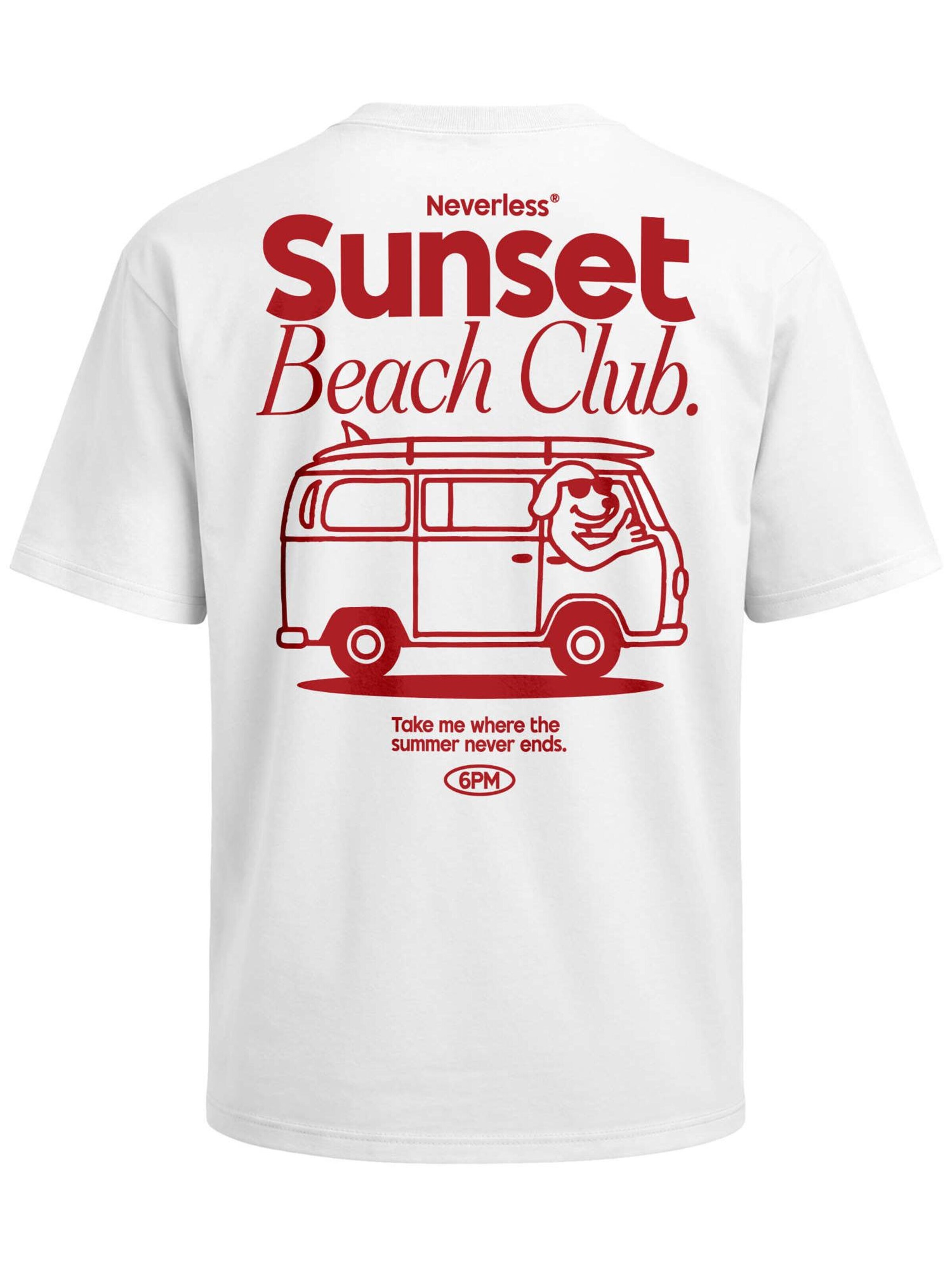 Neverless Shirt 'Sunset Beach' in White