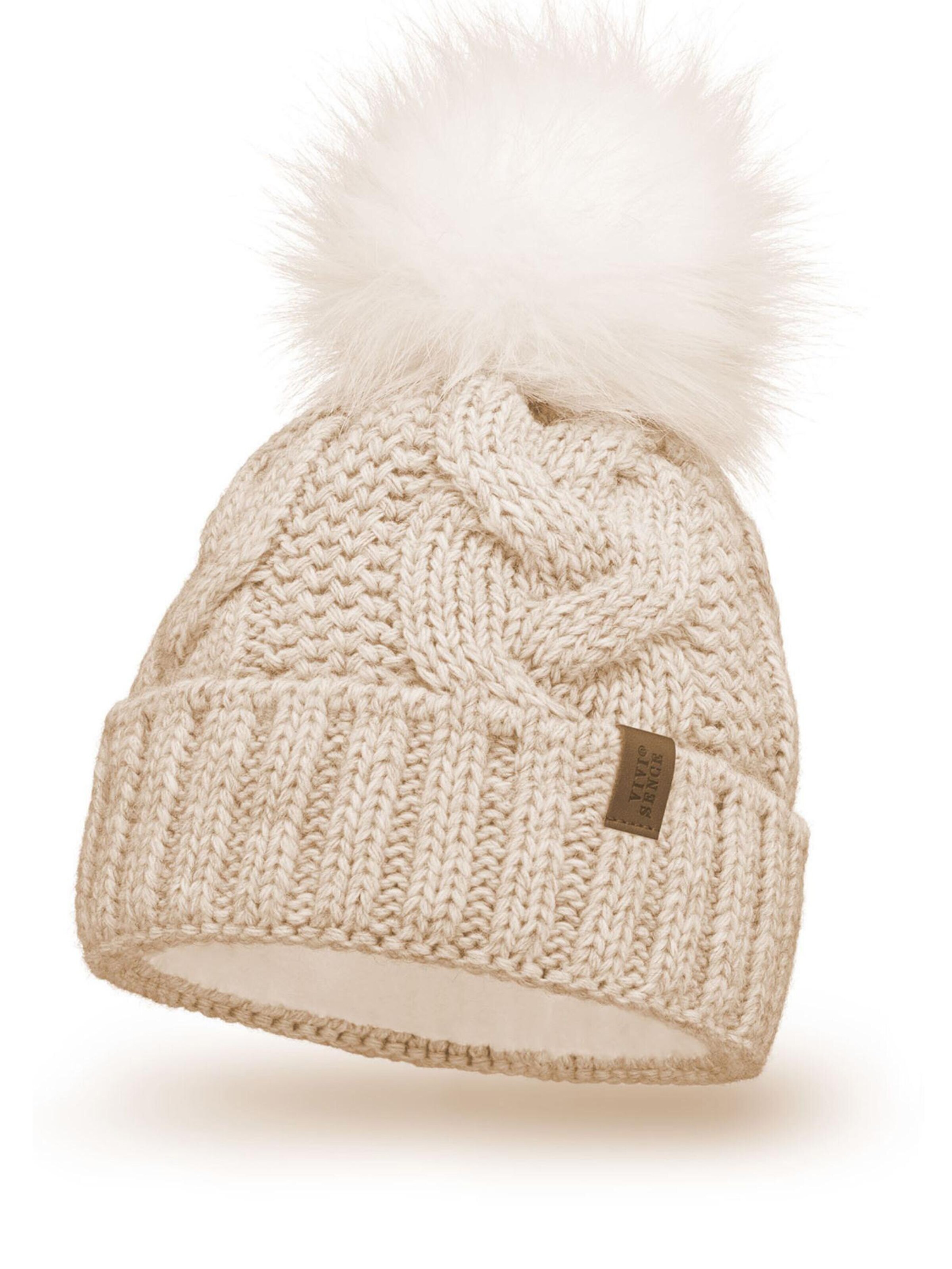 Vivisence Beanie '7014' in Beige: front