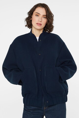 SENSES.THE LABEL Oversized Bomberjacke in Woll-Optik in Blau: Vorderseite