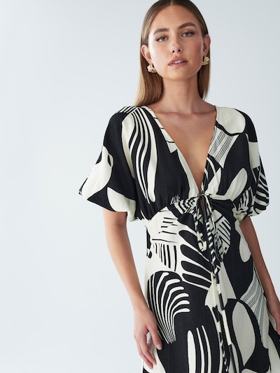 fekete / fehér St MRLO Nyári ruhák 'BLOSSOM MINI DRESS', Termék nézet