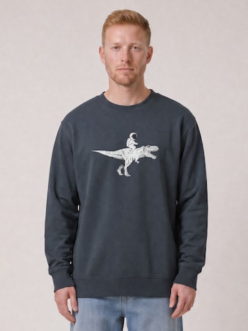 Watapparel Sweatshirt 'Astronaut on T-Rex' in Grijs: voorkant
