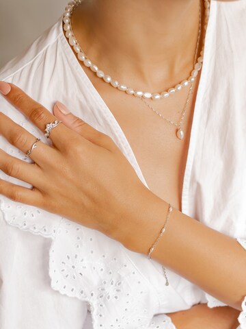 Hey Happiness Armband 'Pearl Line' in Silber