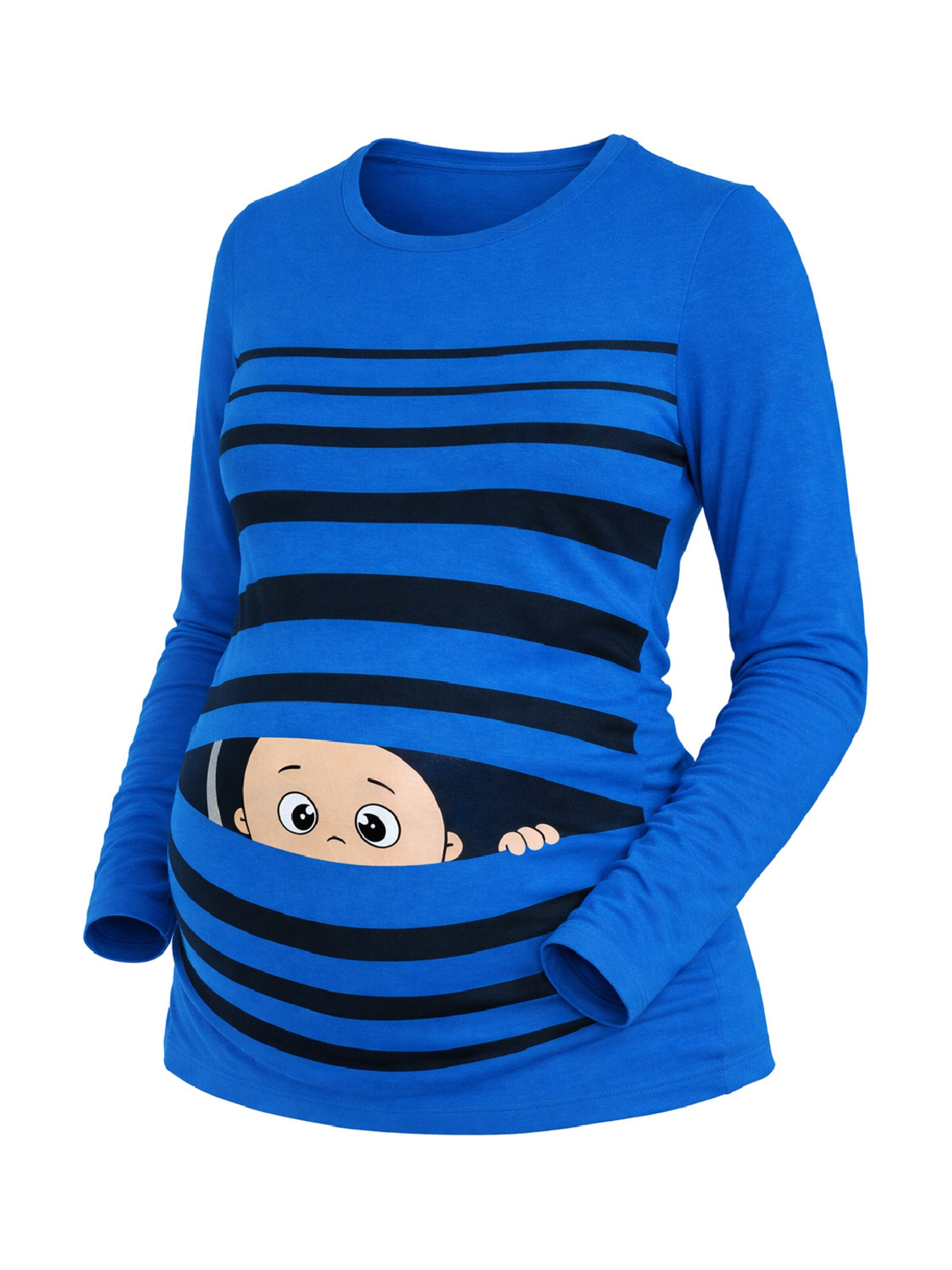 M.M.C. Shirt 'Guck Guck Umstandslangarmshirt' in Blue: front