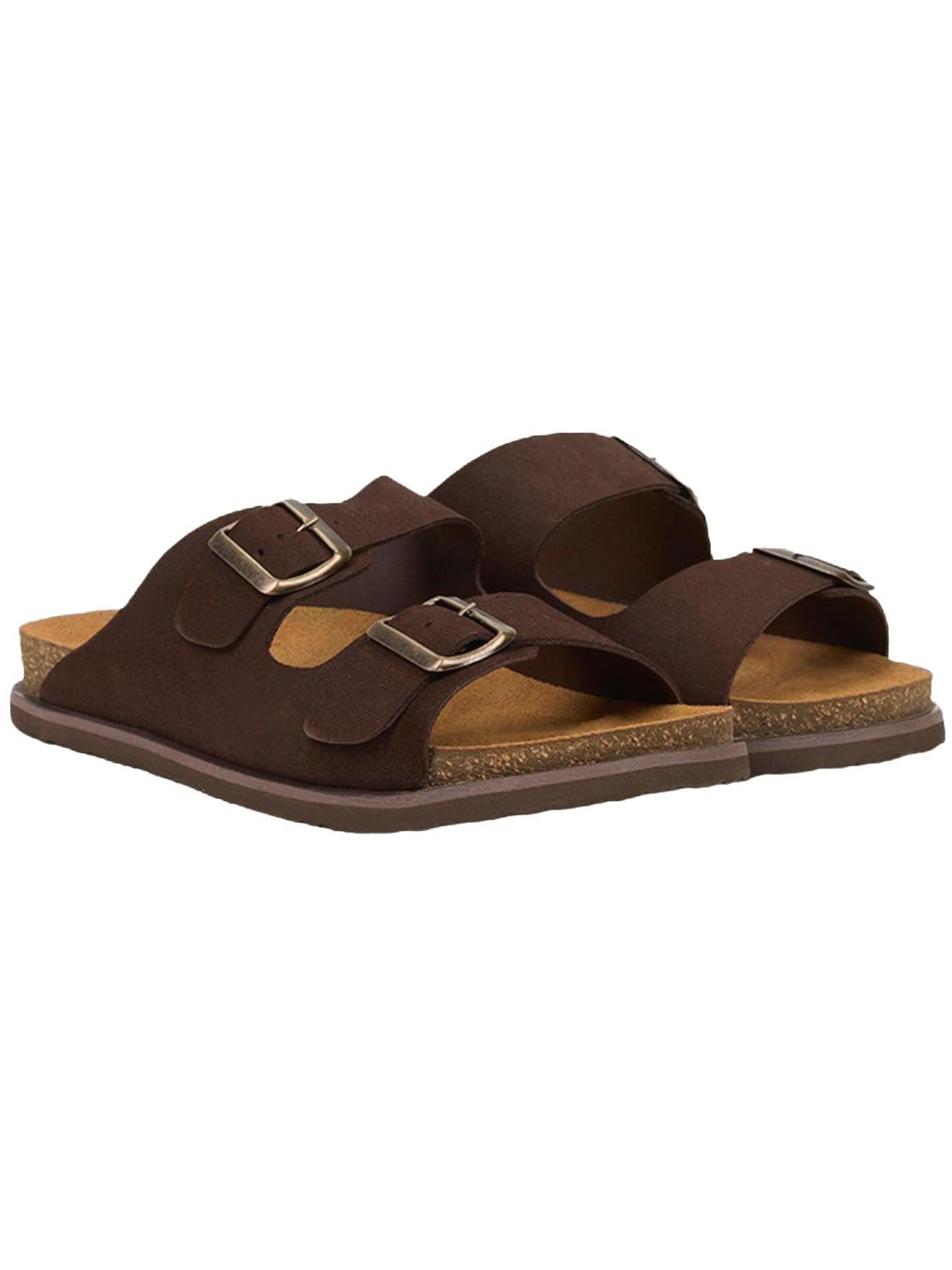 Desa Mule 'DESA Herren-Sandalen aus Wildleder mit Doppelschnalle' in Brown: front