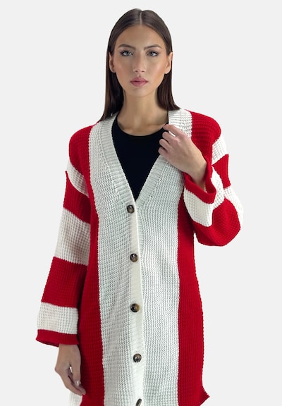 Elara Knit Cardigan in Red / White, Item view