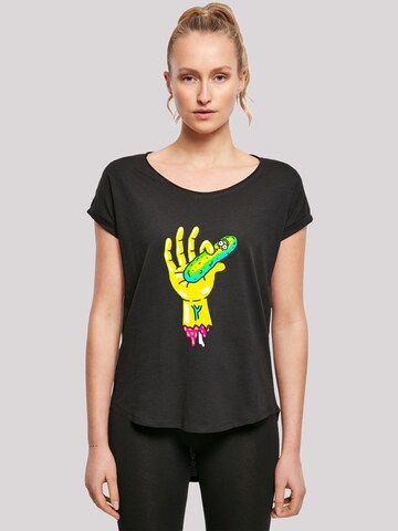 F4NT4STIC T-Shirt 'Rick And Morty Pickle Hand' in Schwarz: Vorderseite