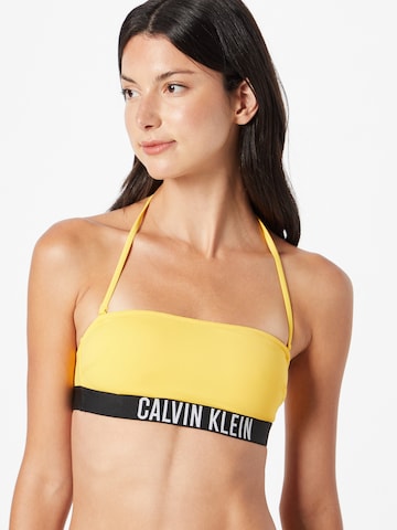 Calvin Klein Swimwear Bandeau Bikini Top in Yellow: front