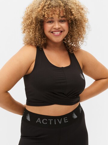 Bustier Soutien-gorge de sport Active by Zizzi en noir : devant