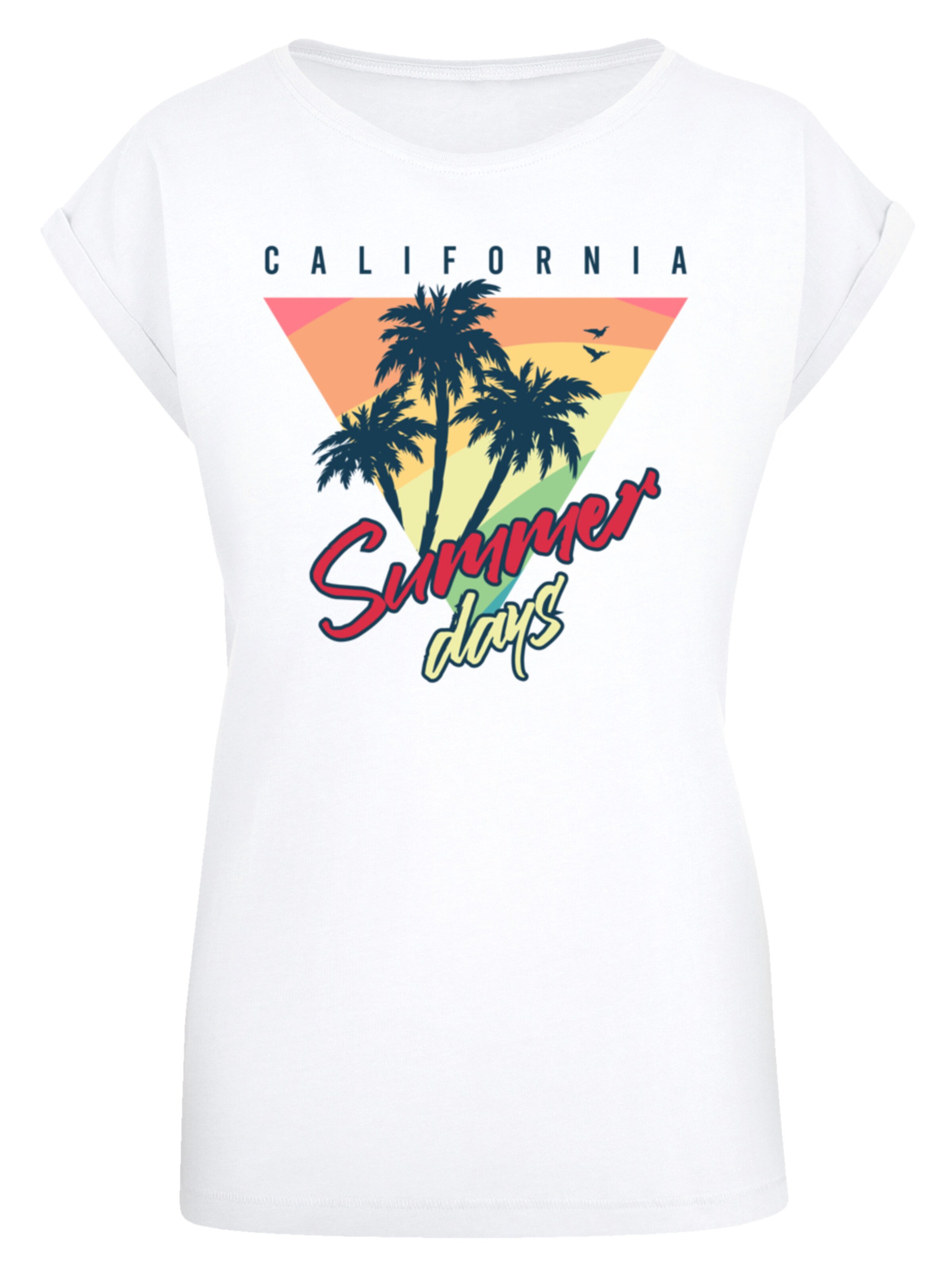 T-shirt 'California Palmen Retro' F4NT4STIC en blanc : devant