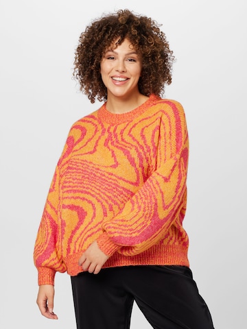 PIECES Curve Sweater 'MARA' in Orange: front