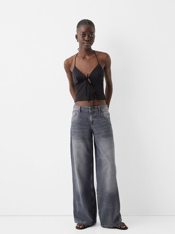 Bershka Szeroka nogawka Jeansy w kolorze szary