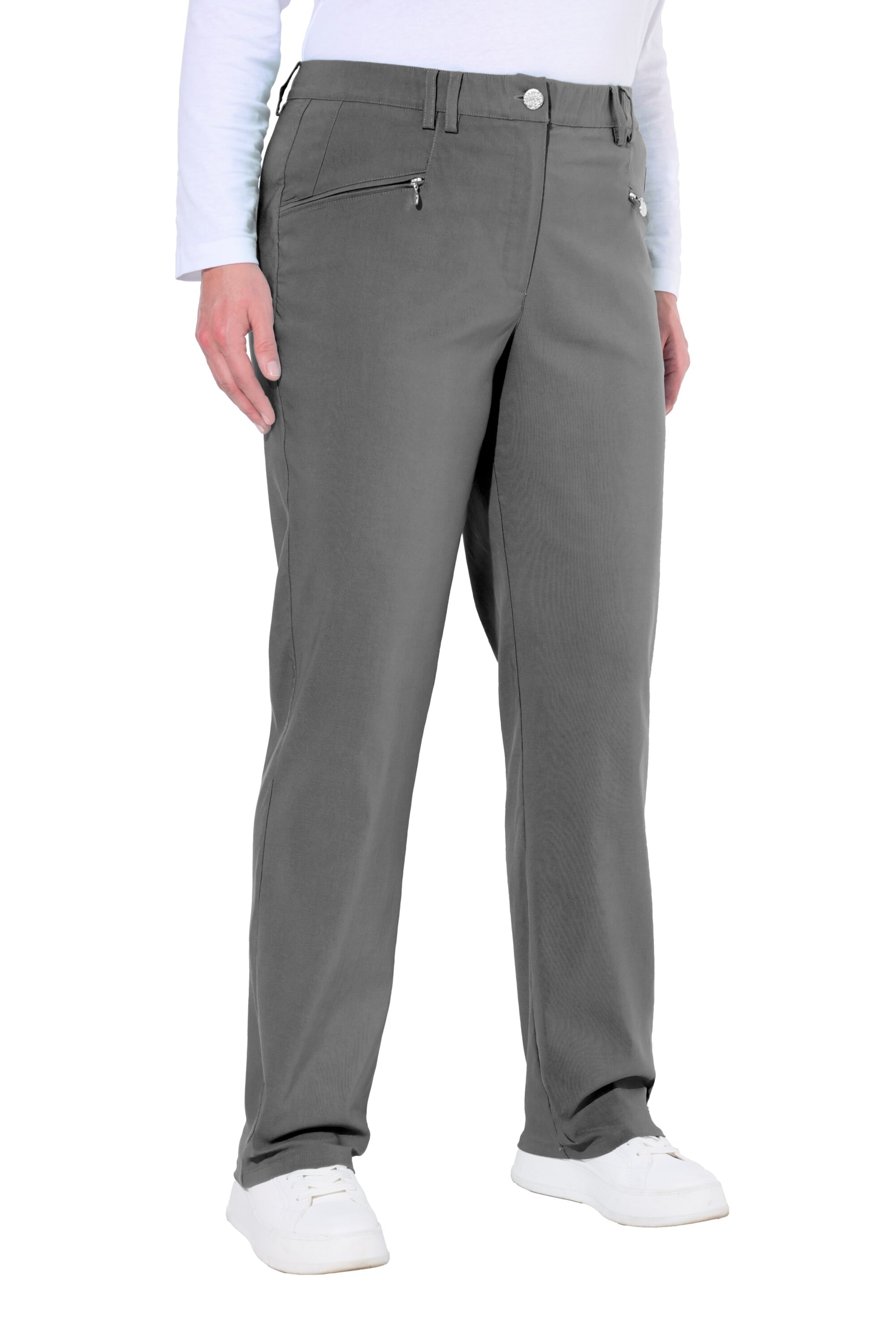 Ulla Popken Regular Broek in Grijs: voorkant