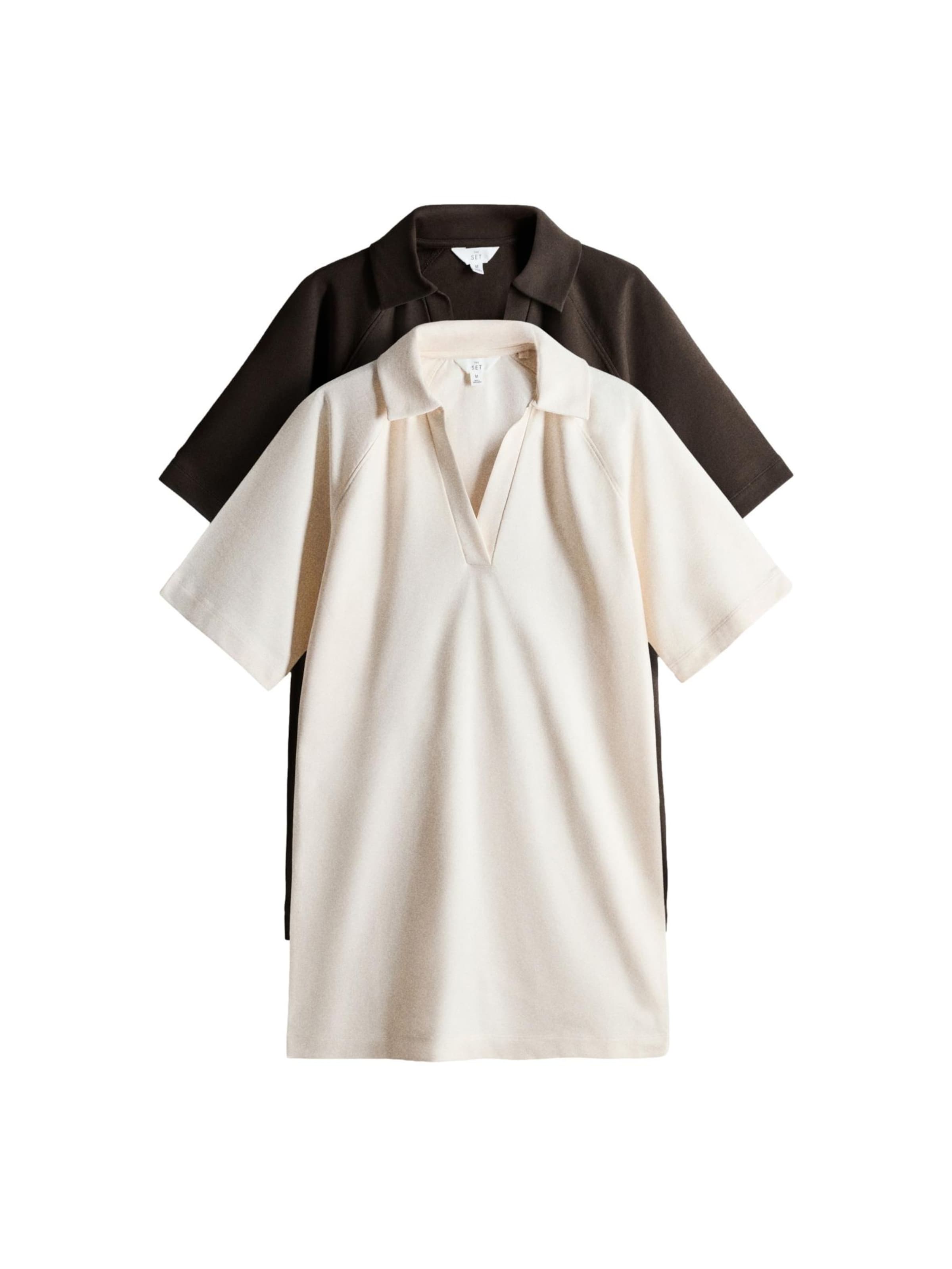 The Set Poloshirt in creme / dunkelbraun, Produktansicht