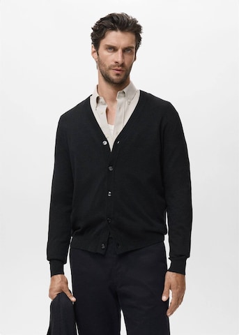 MANGO MAN Knit Cardigan 'Willyc' in Black: front