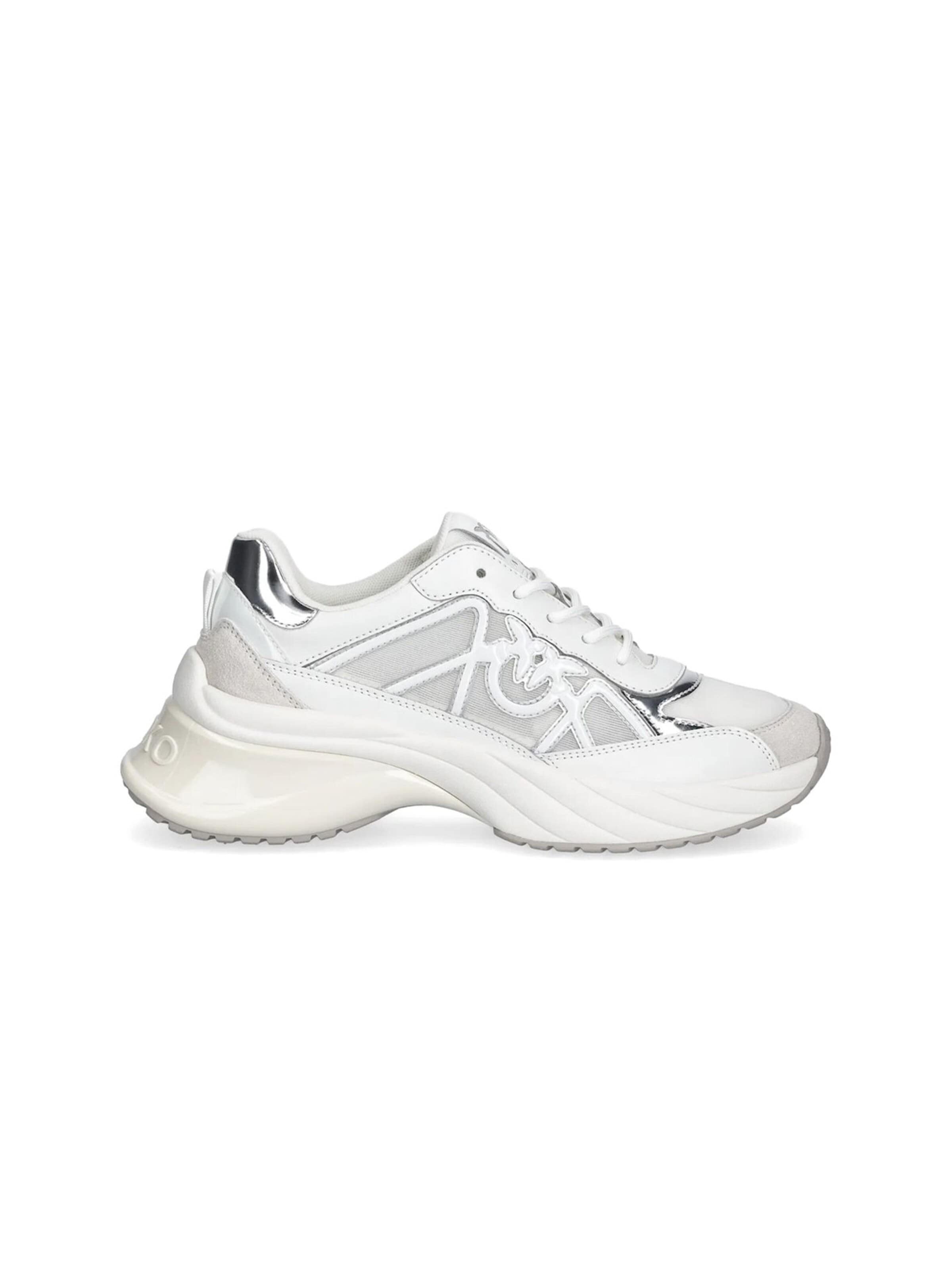PINKO Platform trainers 'Ariel 33 - Sneaker Calf Leather/Net/Cow Suede' in White: front