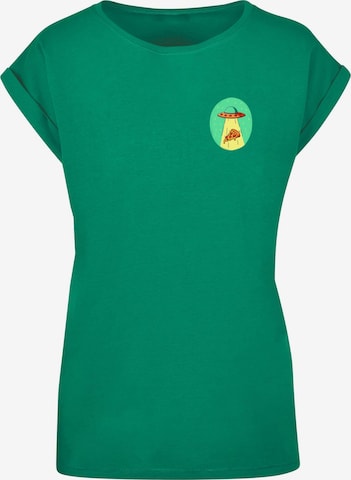 Mister Tee Shirt 'Ufo Pizza' in Groen: voorkant