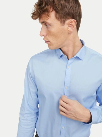 JACK & JONES Slim fit Button Up Shirt '12201905' in Blue